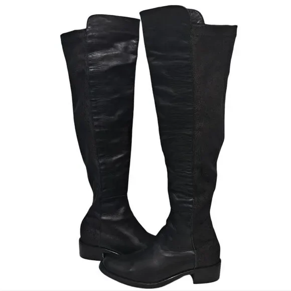 Sesto Meucci Leather Riding Slouchy Knee High Phyton Print Gothic Boots Size 7 - Picture 3 of 15